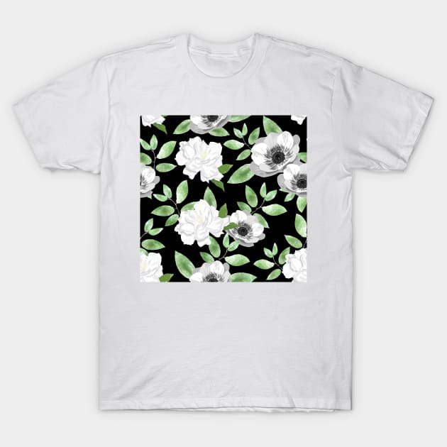 Gardenia pattern T-Shirt by AnisIllustration